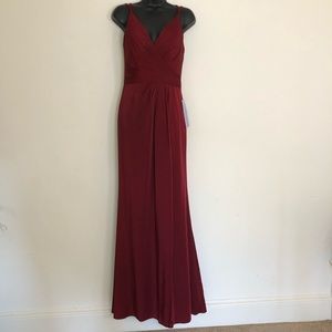 Faviana Burgundy Sleeveless Pleated Gown - Size 4 - NWT